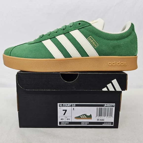 adidas Other - Adidas VL Court 2.0 Casual Sneakers JH5077 Green Suede Gum Sole Men Size 7